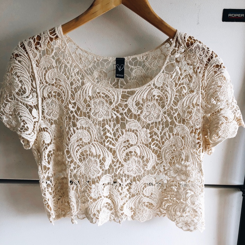 Windsor crochet top, cream